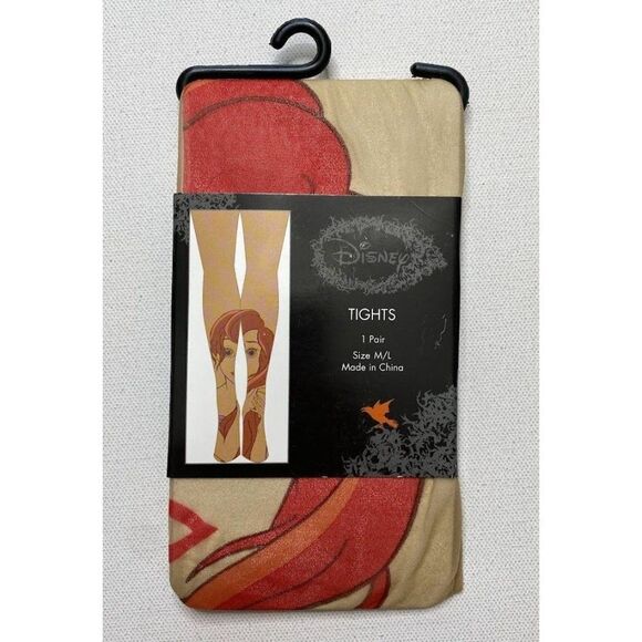 Disney Little Mermaid Ariel Face Sheer Stockings Tights‎ Sz M/L NEW - Picture 1 of 3